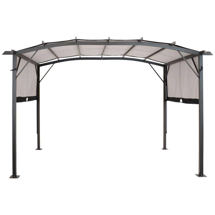 Sunnydaze Decor - Wholesale Outdoor Ornament/Decor - 9 x 12 Metal Arched Pergola with Retractable Canopy - Gray