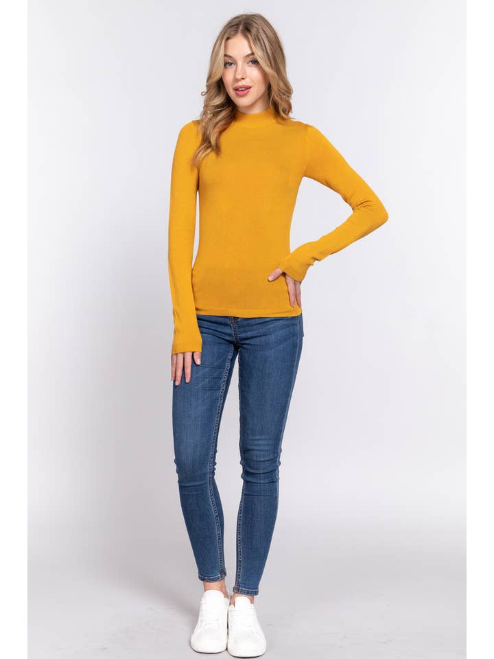 Active Basic | Active USA – Großhandel Strickpullover – Damen – Basic Pullover mit langen Ärmeln und Stehkragen3