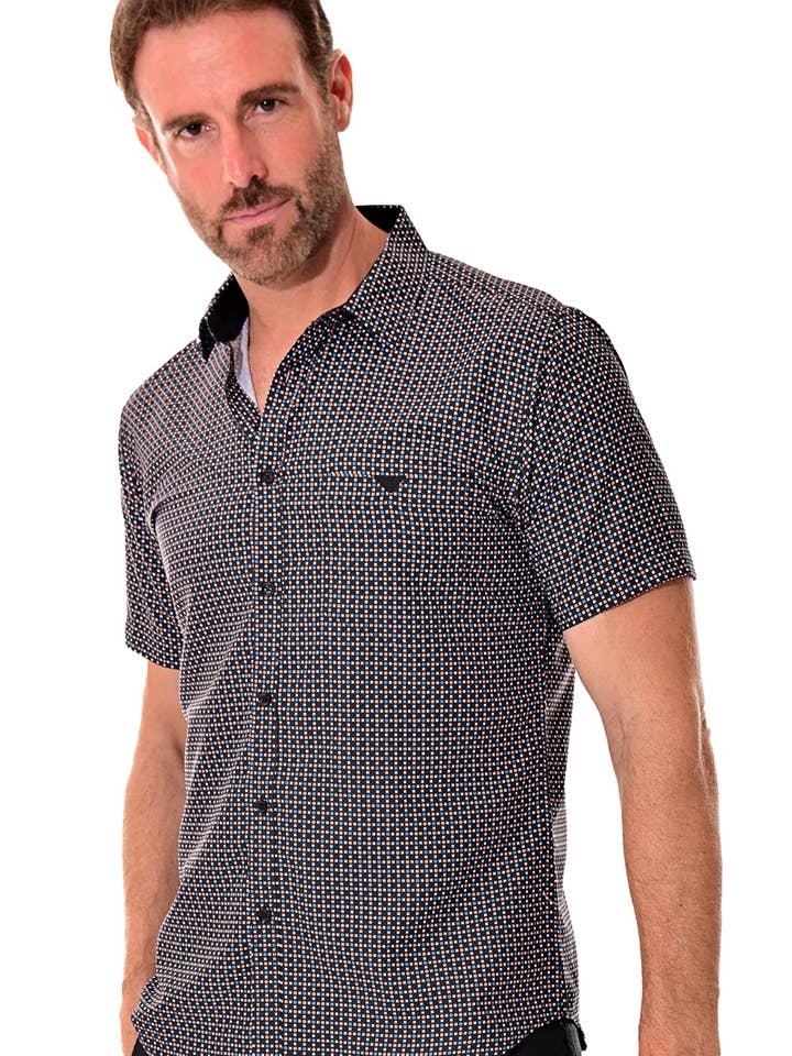 Men Short Sleeve Button-Down Shirt w/Pocket M-2XL MCS3210-B for wholesale by Azucar & Bohio