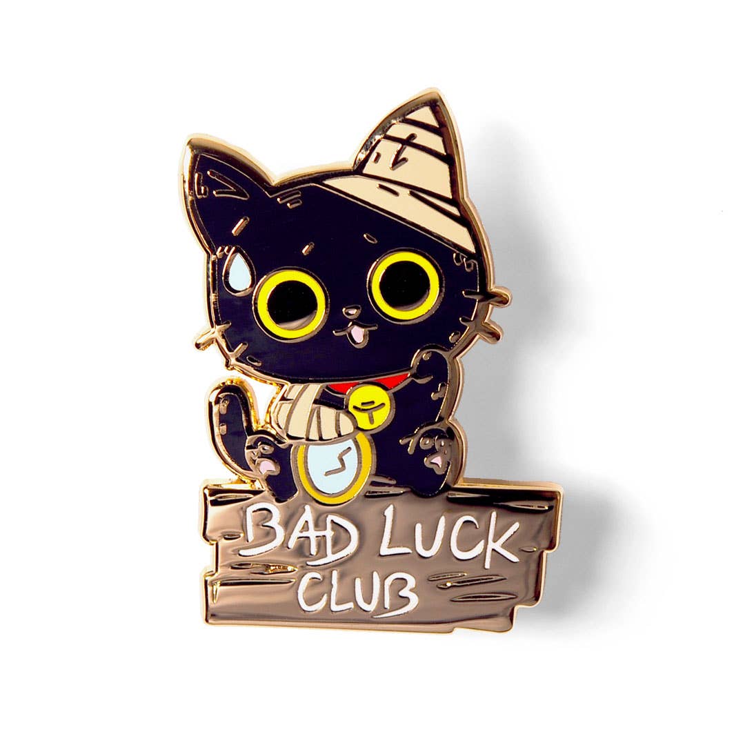 Flair Fighter – wholesale Lapel pin/button – Bad Luck Club Black Cat Enamel Pin, father's day gift
