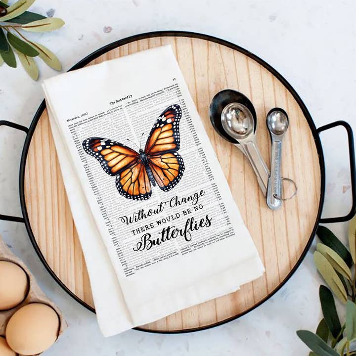 Vintage Monarch Butterfly Quote Flour Sack Tea Towel for wholesale by Avery Lane Gifts