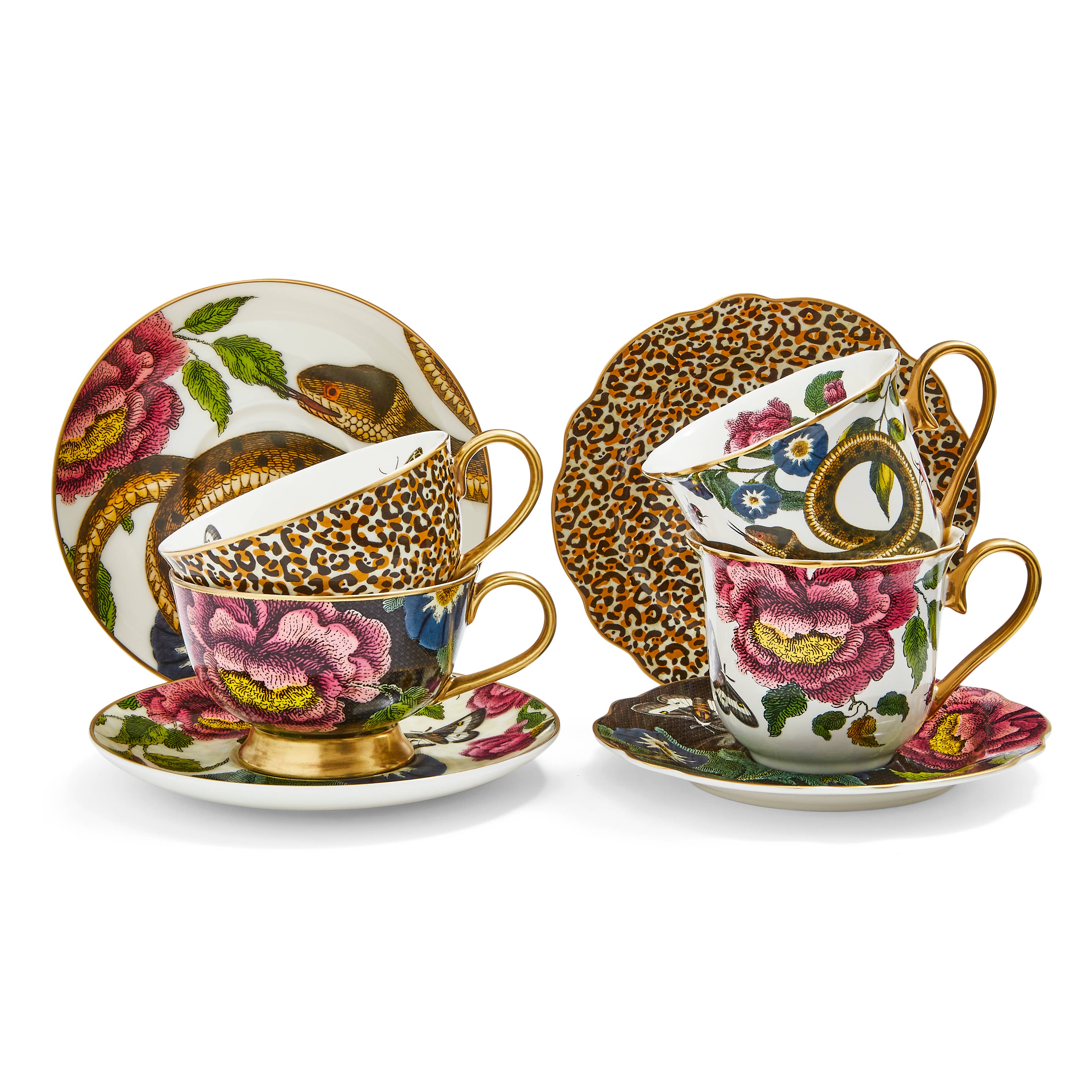 Portmeirion, Spode, Pimpernel, Nacthmann, Wrendale Designs - Wholesale Tea Set - Creatures of Curiosity Dark Floral Teacup and Saucer8