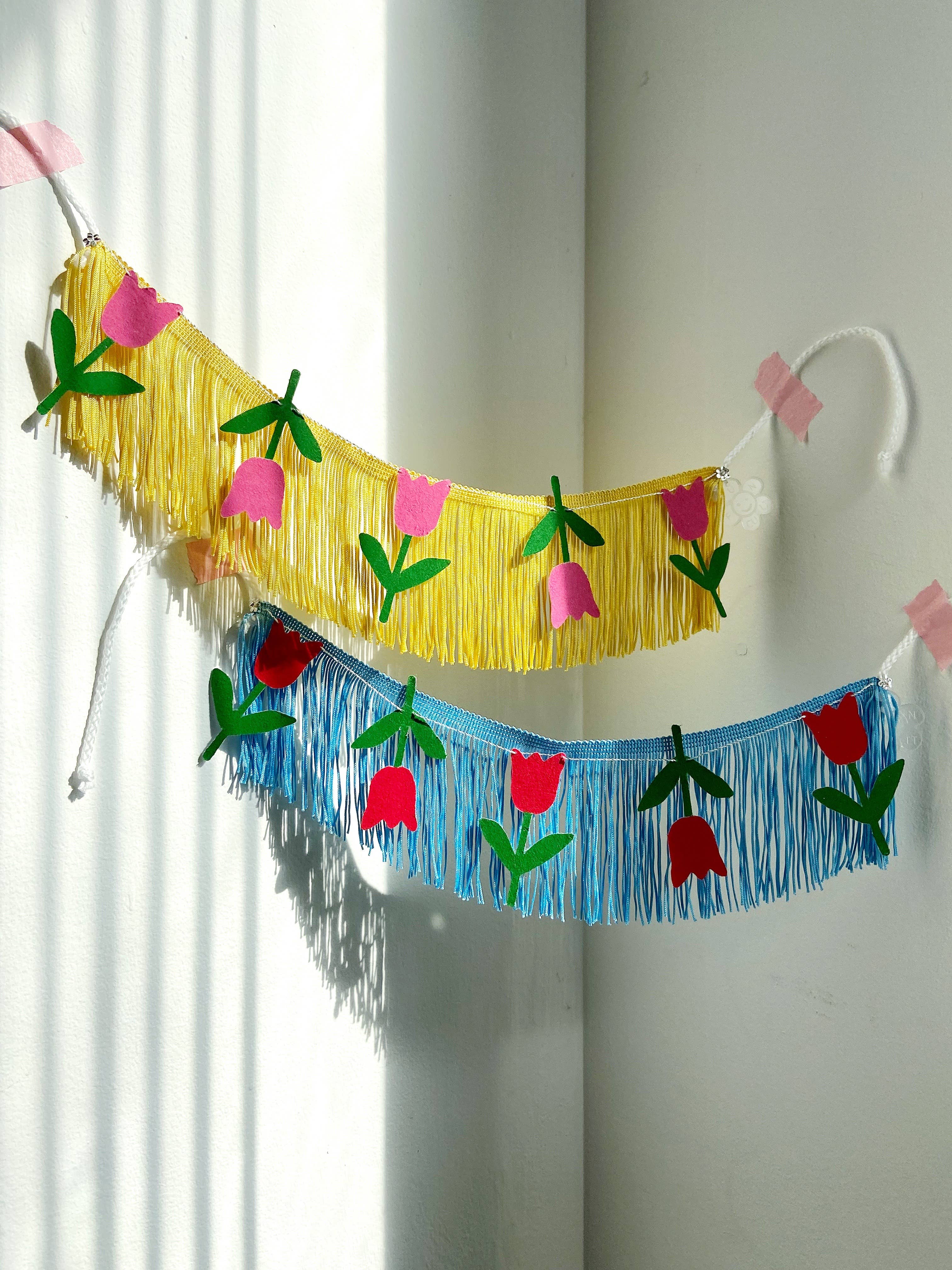 FUN CULT - Wholesale Bunting/Garland - Tulips Fringe Banner flower garland, floral garland, kids1