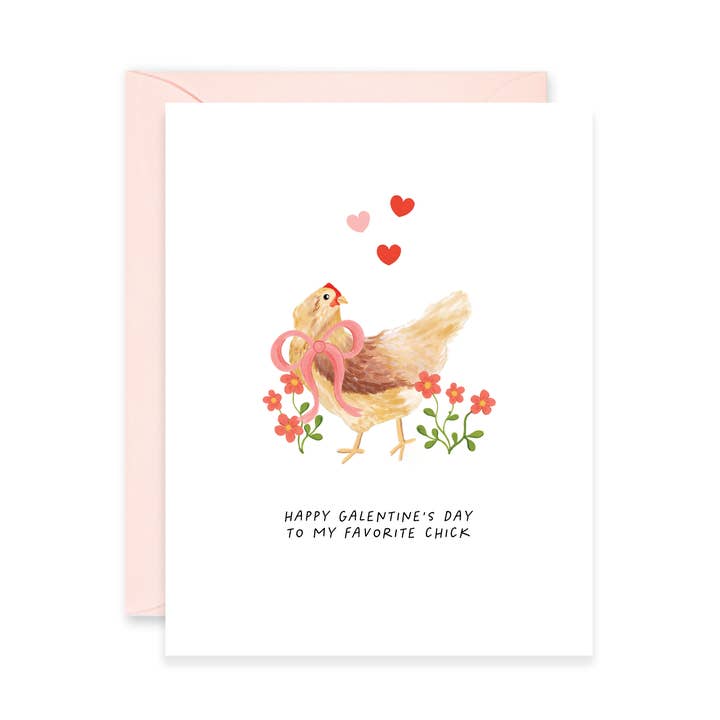 Galentine's Day Chick Greeting Card for wholesale by Isabella MG