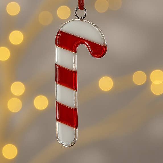 Glasfusing Kerstboom Ornament - Suikerstok voor wholesale door Sienna Glass