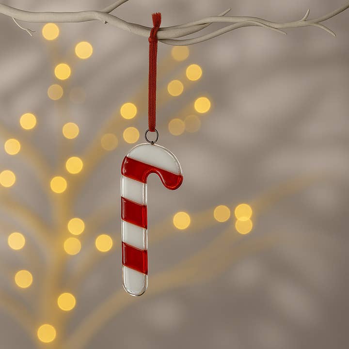 Ornamento per Albero di Natale in Vetro Fuso - Bastoncino di Zucchero per la vendita all'ingrosso da parte di Sienna Glass