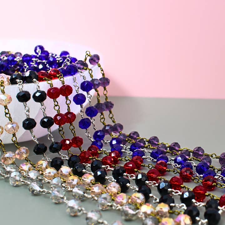 Crystal Rosary Layering Necklace for wholesale by Katia Designs