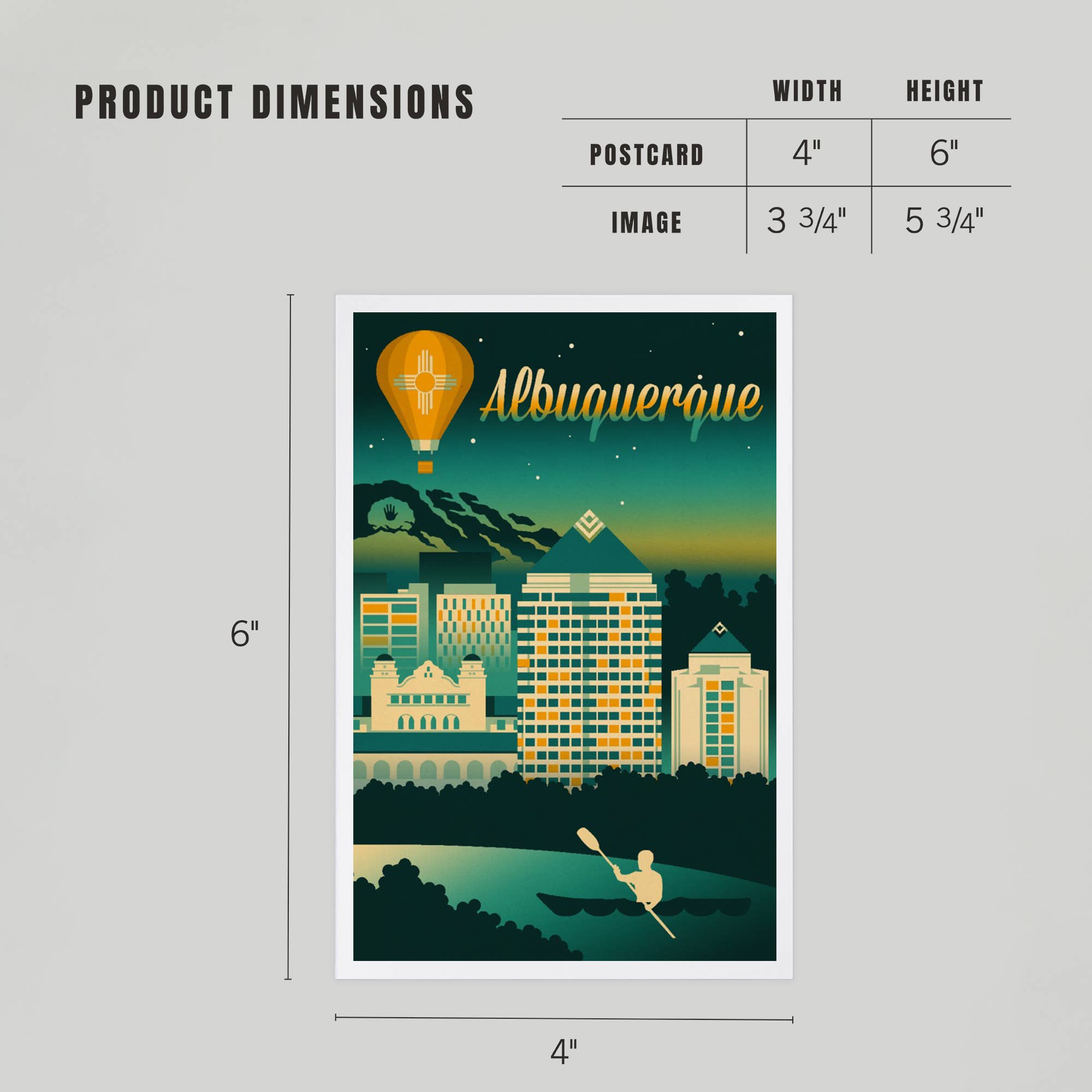 Lantern Press - Wholesale Postcard - PREMIUM POSTCARDS Albuquerque, NM, Retro Skyline Chromatic4