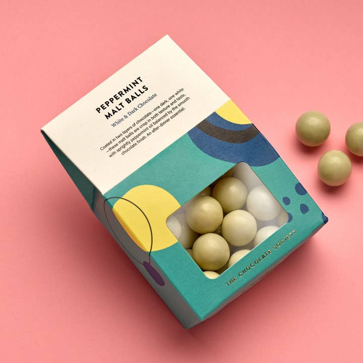 The Chocolate Society – wholesale Chokladtäckta godisar – Pepparmintkula med malt, täckt med mörk och vit choklad0