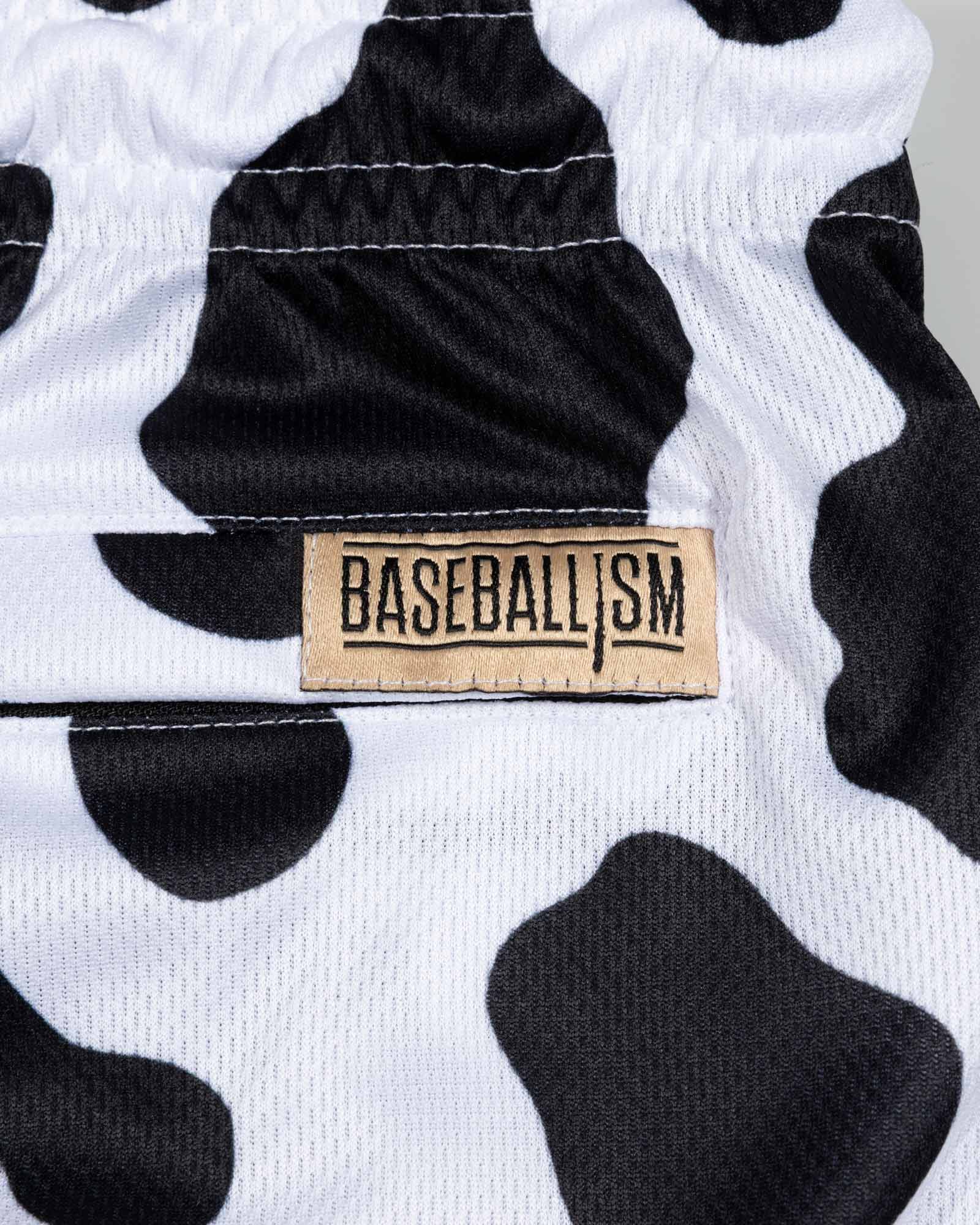 Baseballism - Wholesale Shorts - Men's - Moo Milk Cow Print Diamond Air Mesh Shorts - Black4