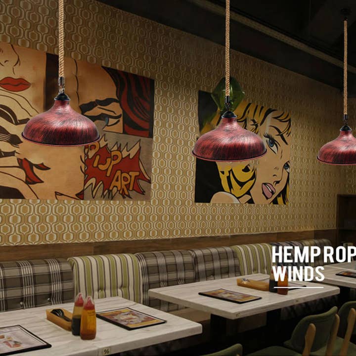 Modern retro industriell hängande taklampa i hampa ~5052 för wholesale av Ledsone