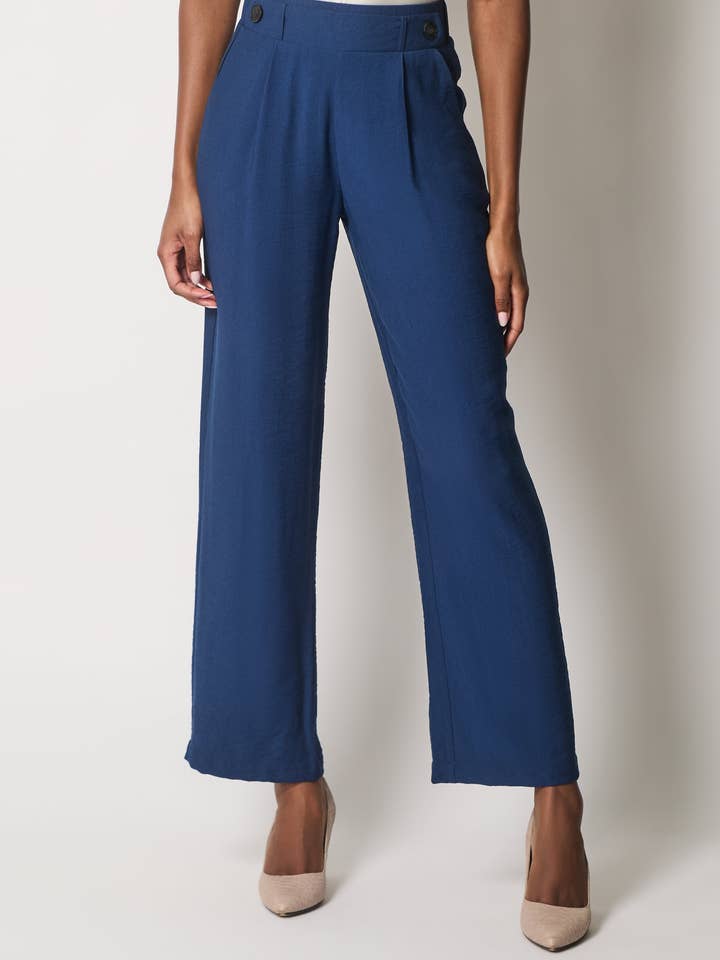 High-Waisted Tailored Trousers - Navy for wholesale by SOLO