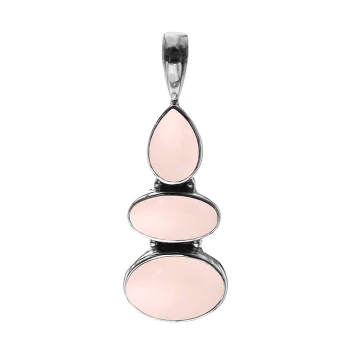 Pingente de fardo fixo com quartzo rosa de várias formas por atacado de Kali Ma Designs - Sterling Silver Jewellery