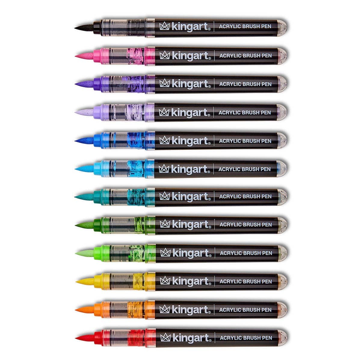 KINGART - Wholesale Marker - Acrylic Paint Brush Tip Pens - 12 Classic Colors13