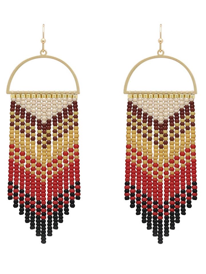 4069 R3-65 BOUCLES D'OREILLES À POMPON EN PERLES ROUGES ROUGE pour la vente par Turquoise Haven