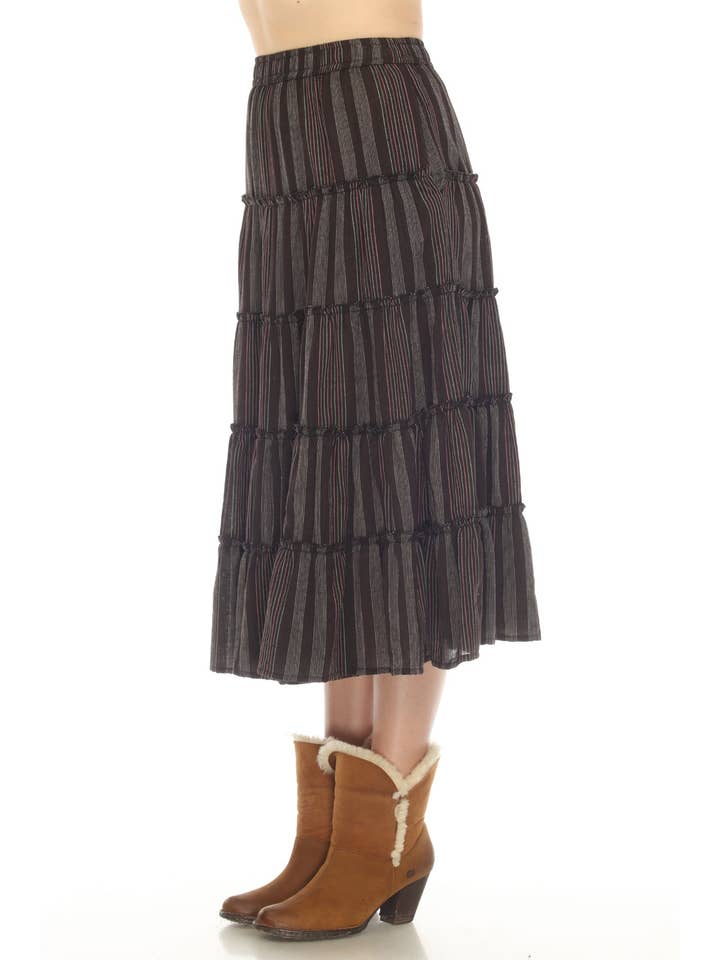 Lakhays Collection Inc. - Wholesale Skirt - Women's - Twirl 5 Tiered Midi Skirt