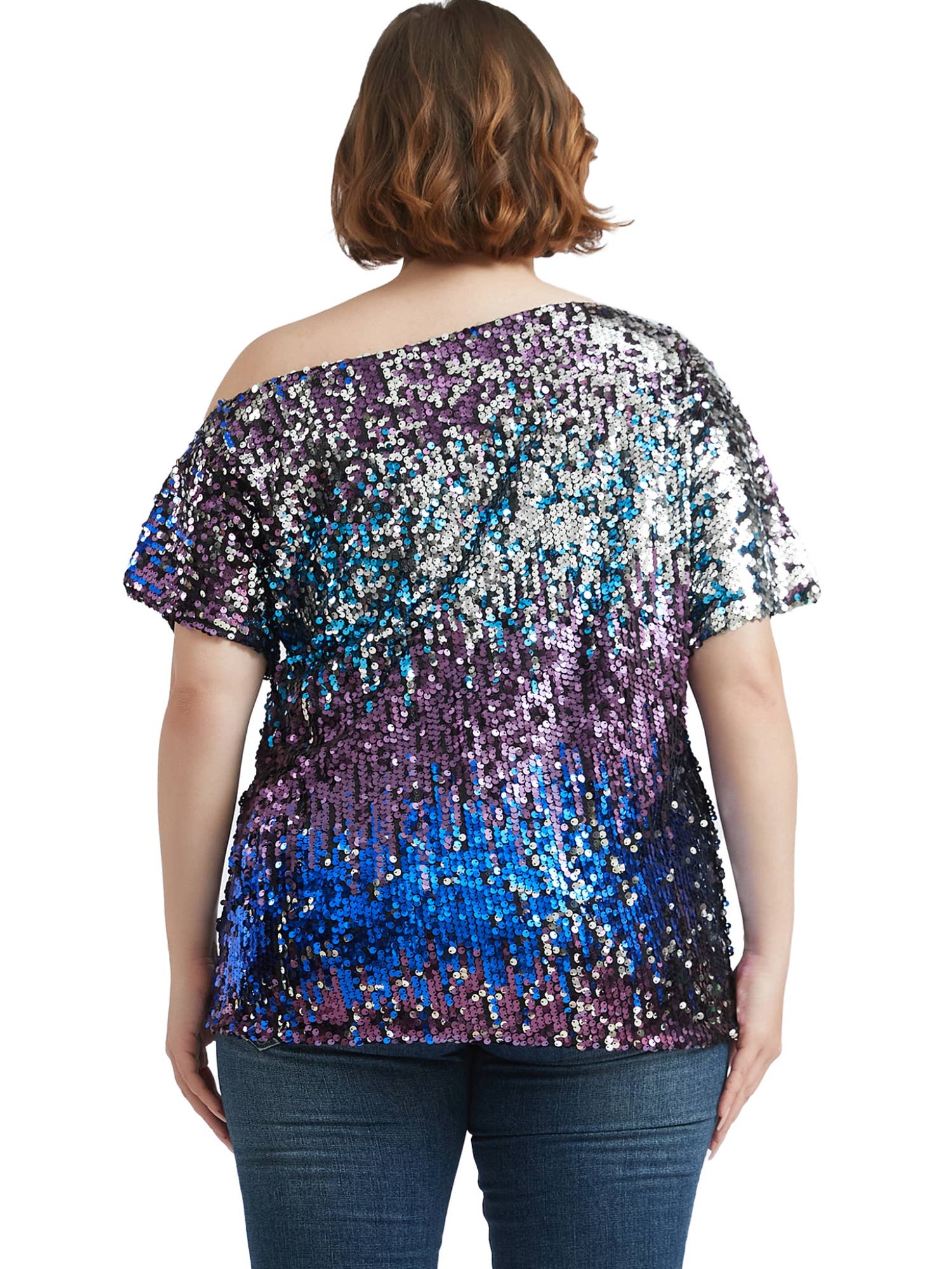 Anna Kaci Wholesale – Großhandel Bluse – Damen – Ein-Schulter-Pailletten-Top in Übergröße65