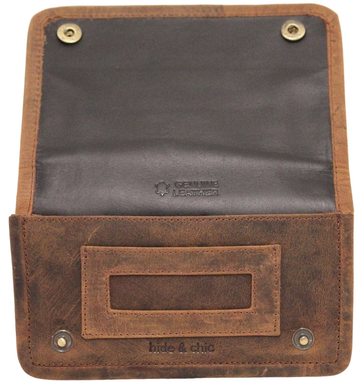 hide & chic - Wholesale Pouch - Women's - Quality Full Grain Vintage Leather Tobacco Pouch Style: 12035. BROWN. Compact Size.7