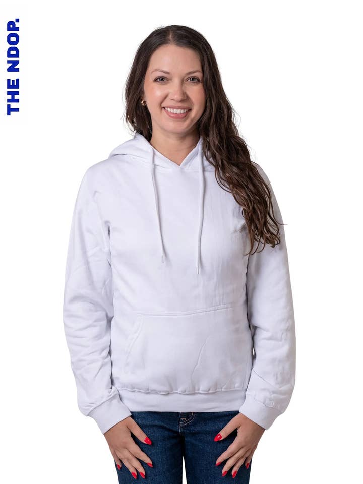 WHITE UNISEX HOODIE for wholesale by The Ndop Apparel