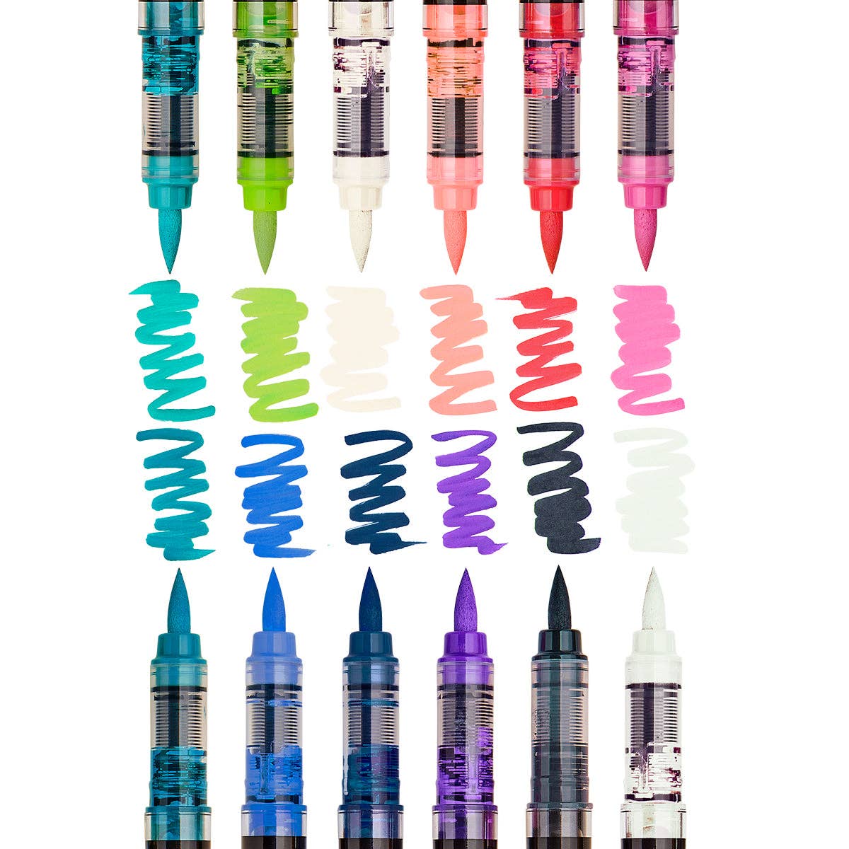 KINGART - Wholesale Marker - Acrylic Paint Brush Tip Pens - 12 Lettering Colors2
