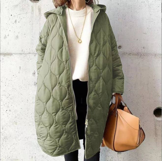 Rosa Clothing - Wholesale Jacket - Women's - Puffer Zip Diamond Lattice Hooded Padded Jacket0