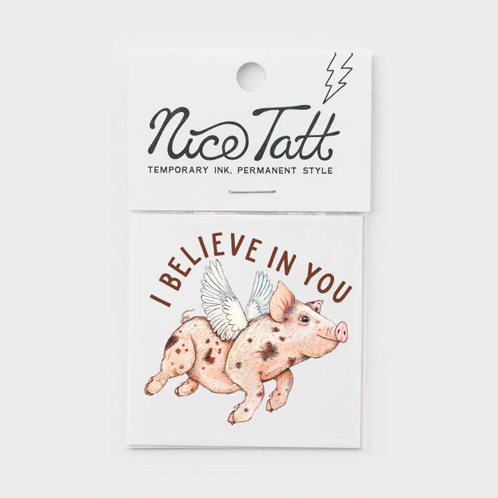 When Pigs Fly - Temporary Tattoo for wholesale by Nice Enough Stickers