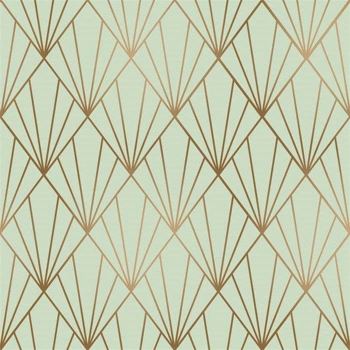 Indpakningspapir med vifte mønster - Linden grøn for engroshandel hos kadopapier.net