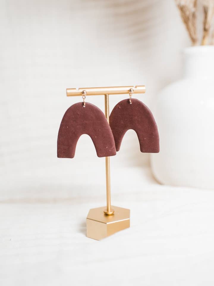 Burgundy Large Arch Dangles for wholesale by Rielle & Co.