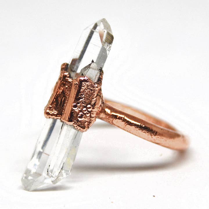 Raw Clear Quartz Point Ring | Quartz Ring |April Birthstone for wholesale by Daddy Daughter Jewelry