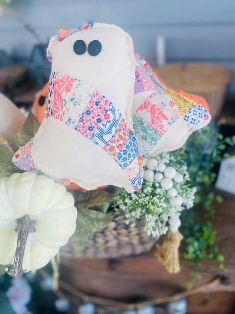 A Gnome on the Roam - Wholesale Decorative Tabletop Object - Handmade Vintage Quilt Ghost Pillow Spooky Halloween Decor4