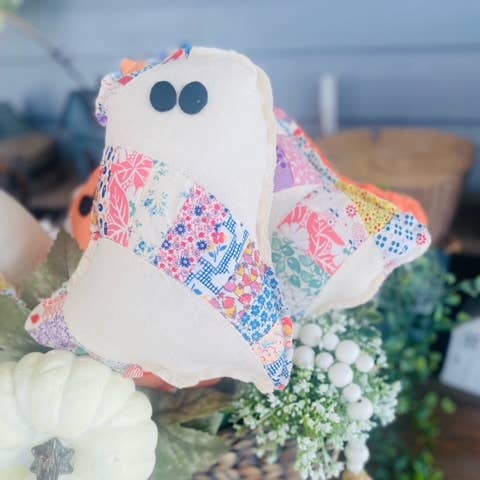 A Gnome on the Roam - Wholesale Decorative Tabletop Object - Handmade Vintage Quilt Ghost Pillow Spooky Halloween Decor4