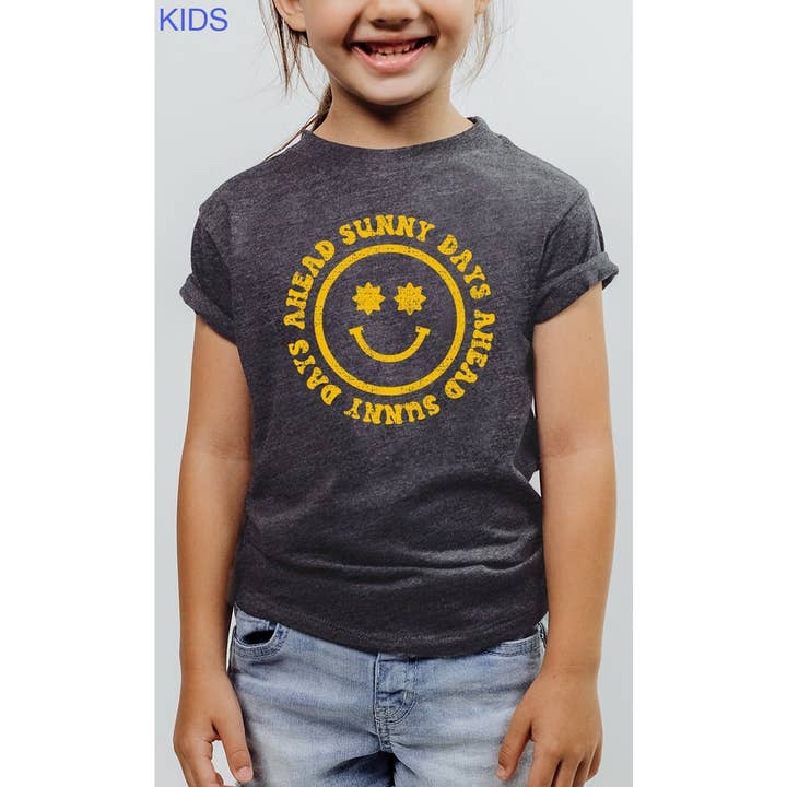 Sunny Days Ahead Sunshine Smiley Kids Graphic Tee for wholesale by Kids By Kissed Apparel