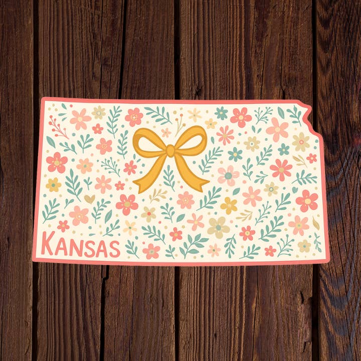 Kansas Floral State Sticker for wholesale by Kase Wear
