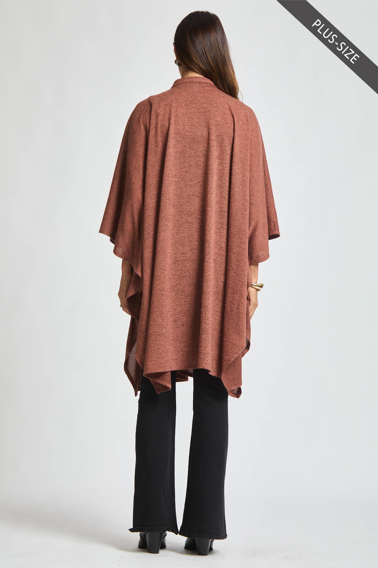 Dear Scarlett - Wholesale Poncho - Women's - PLUS SIZE Flowy Draped Poncho Top16