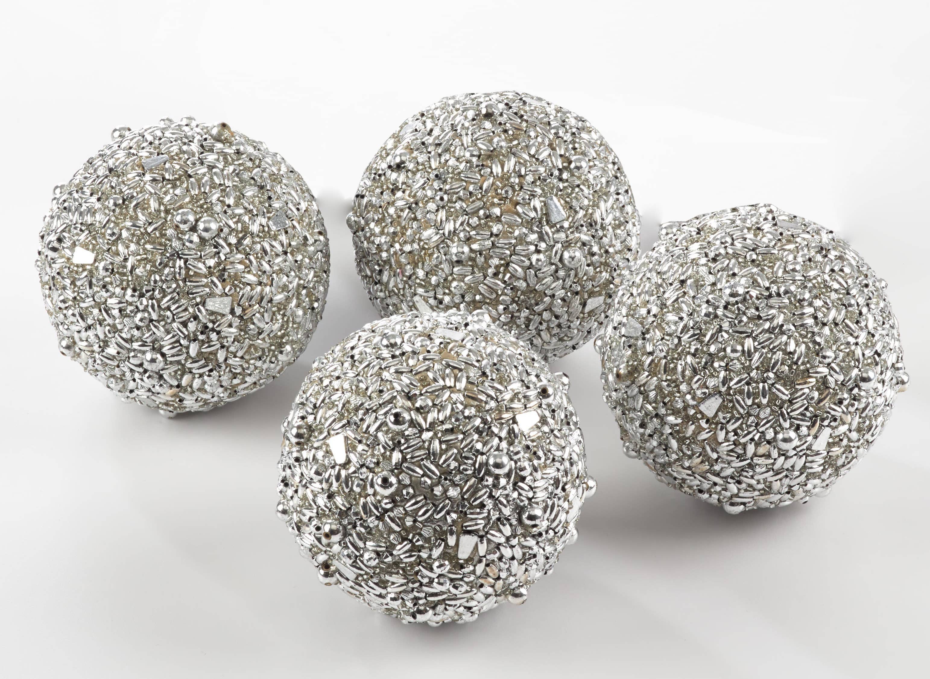 Fennco Styles – wholesale Decorative tabletop object – Glamorous Beaded 4" Decorative Sphere, 5 Colors4