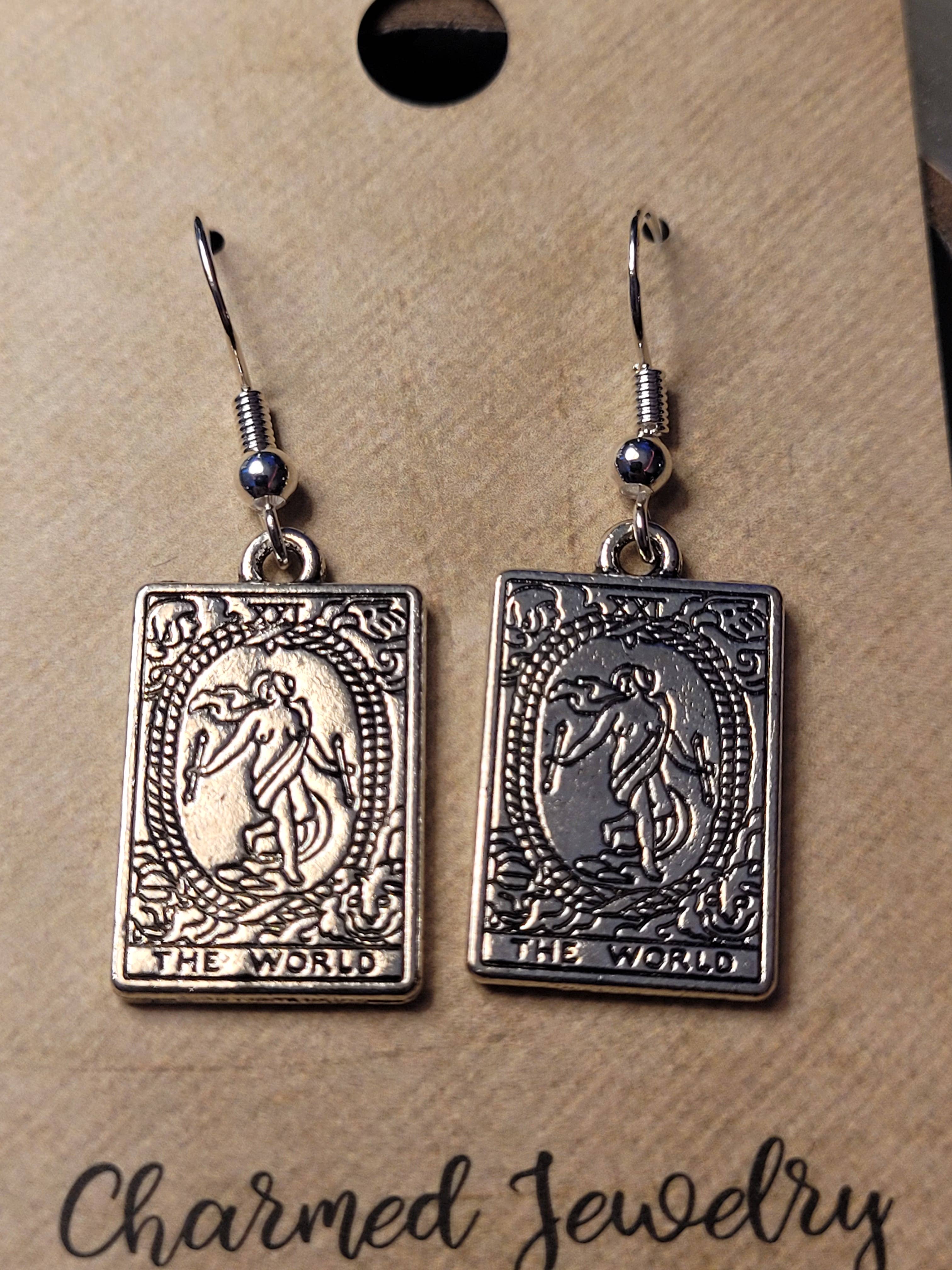 Con-Quest Crafts - Wholesale Dangle Earrings - Silver Tarot cards Earrings - Various card designs.15