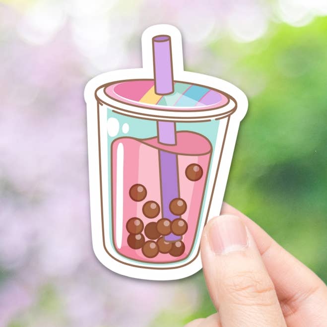 Boba Drink Sticker, Asian Food Sticker, Gay Pride Sticker for wholesale by Apsara Labels