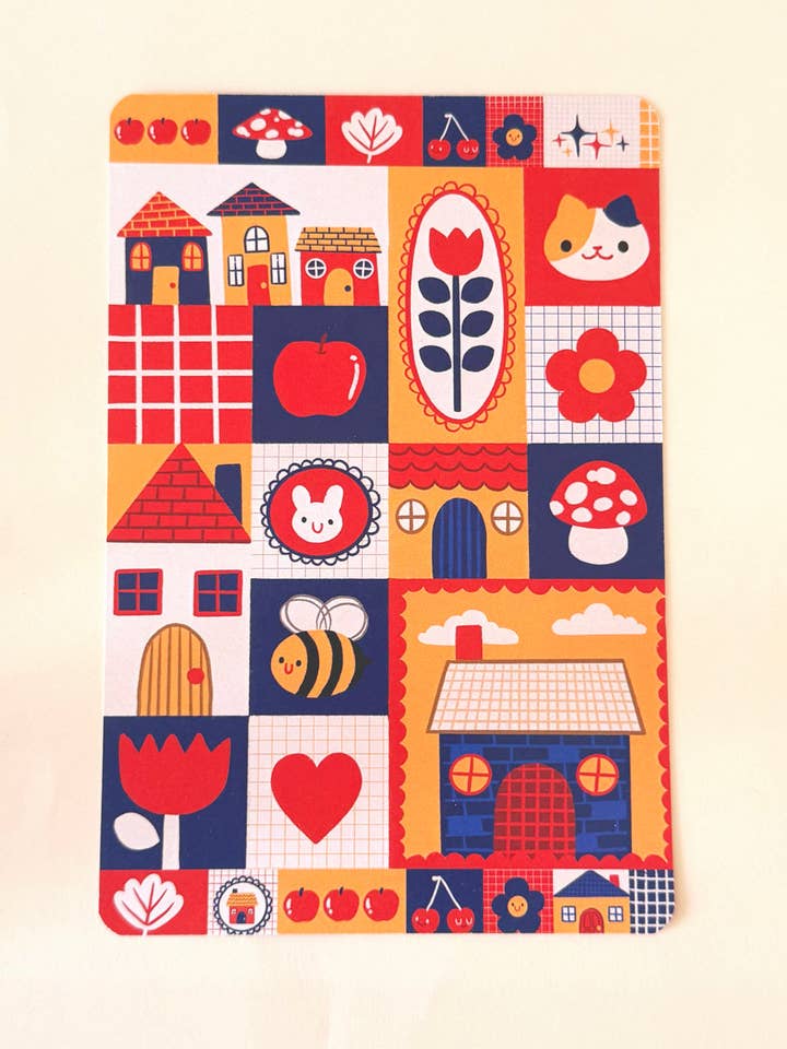 Impresión de Postal a Doble Cara | Tulipán Patchwork para venta al por mayor de Jessthechen