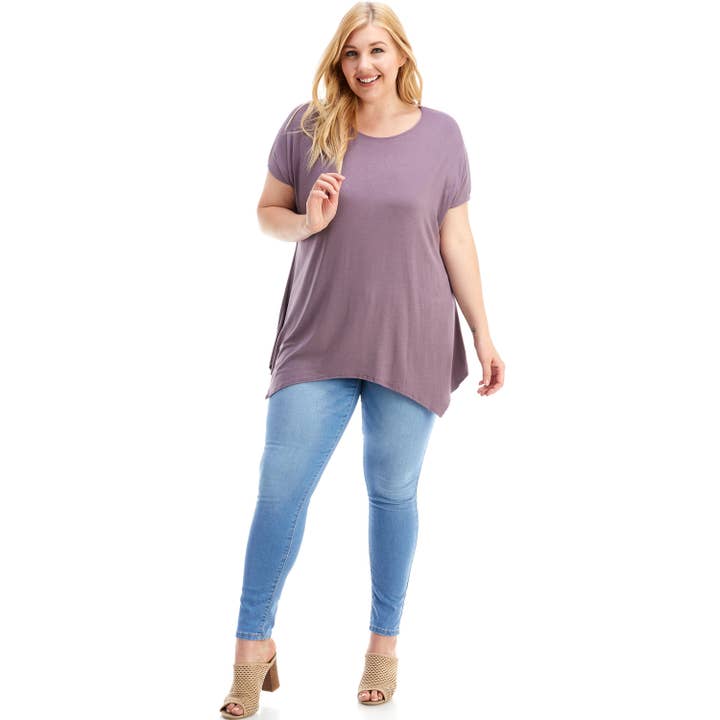 Azules Clothing – Engroshandel Tunika - Dame – ATP-2307RSX Plus Størrelse Asymmetrisk Kortærmet Tunika59