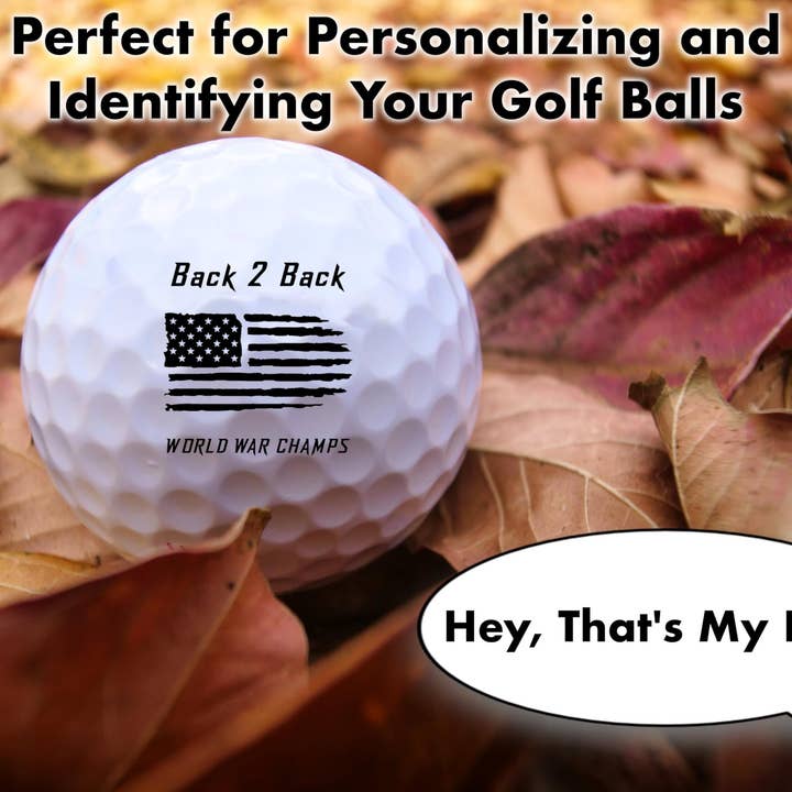 HODL 21 - Wholesale Sporting Accessories - Ball Badge - Golf Ball Stamp, Self-Inking Golf Ball Stamper, Golf Ball Marker, Reusable Golf Ball Marking Tool to Identify Golf Balls - Reusable Ink Stamp for Golf Balls (Back to Back Champs)
