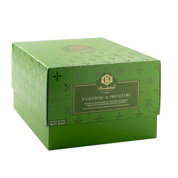 1 kg Pistachio Stuffed Panettone for wholesale by Bronte Dolci
