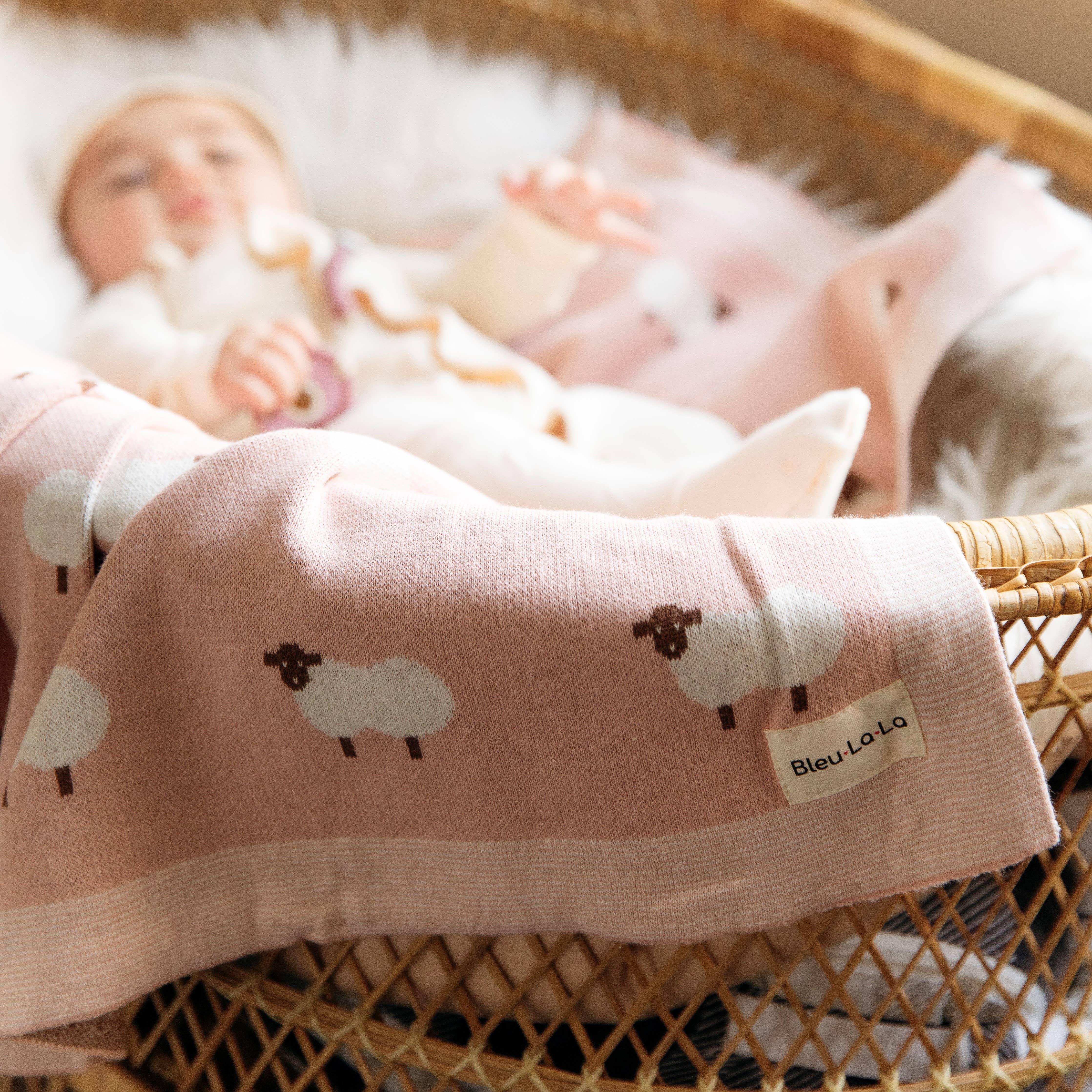 Bleu La La - Vente Couverture de naissance – bébé - Couverture d'emmaillotage pour bébé en coton 100 % luxe - motif mouton9