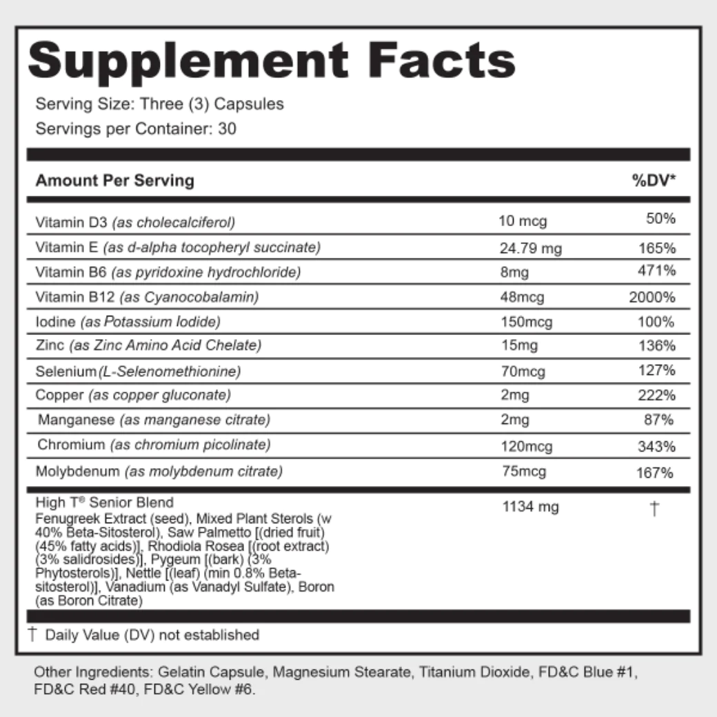 High T® Natural Testosterone Boosters – wholesale Oral supplement/vitamin – [High T] SENIOR - Testosterone Booster+Prostate Support 90ct10