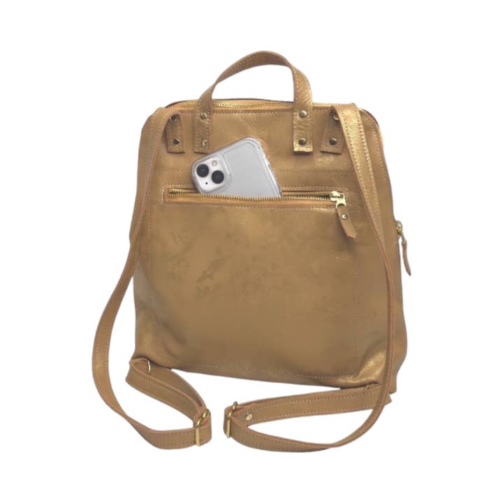 Beaudin Wholesale - Wholesale Backpack - Women's - Riley Backpack in Bronze Leather | Upcycled Louis Vuitton Full front3