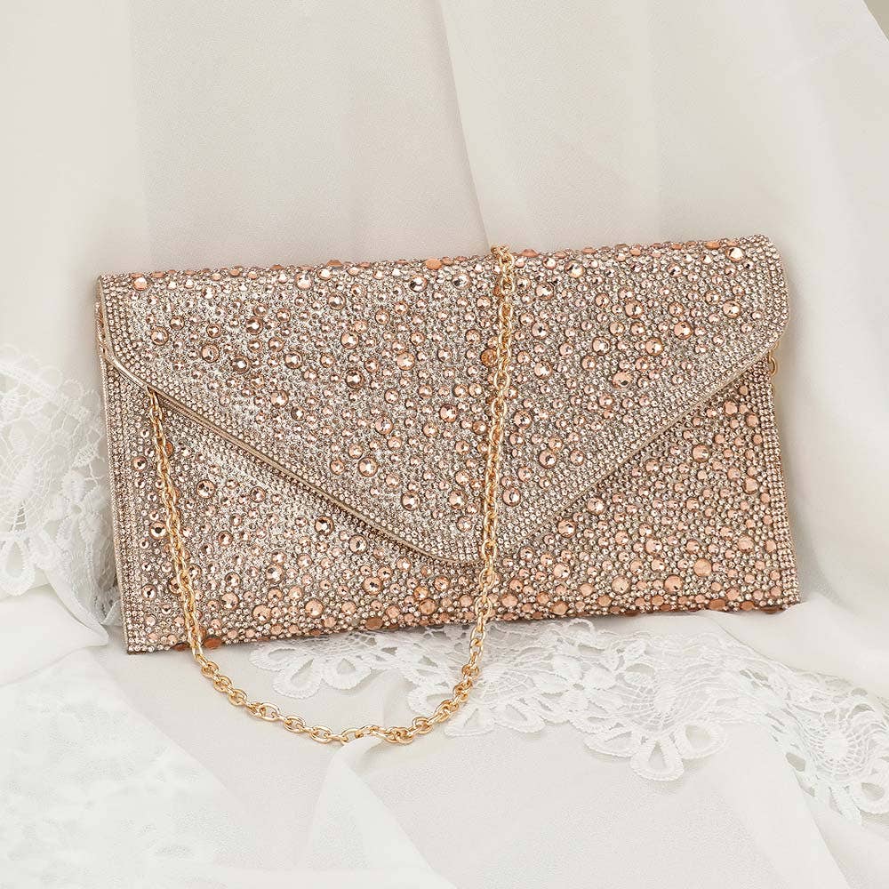 Sensibling Corp. - Wholesale Clutch Bag - Women's - Bling Studded Envelop Evening Clutch Bag / Crossbody Bag8