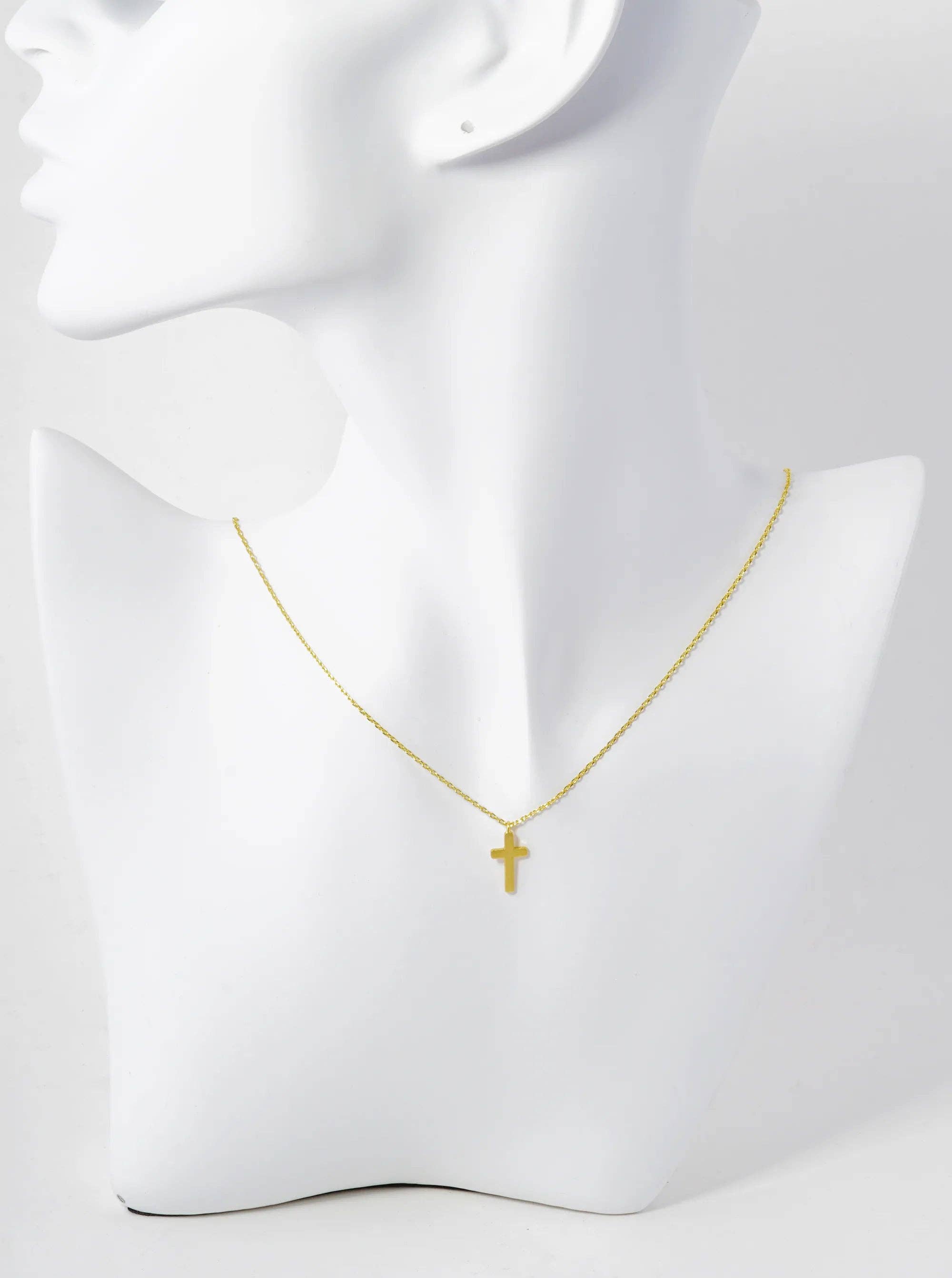Wild Honey - Wholesale Pendant/Charm Necklace - 18K Gold Dipped Brushed Cross Pendant Necklace2