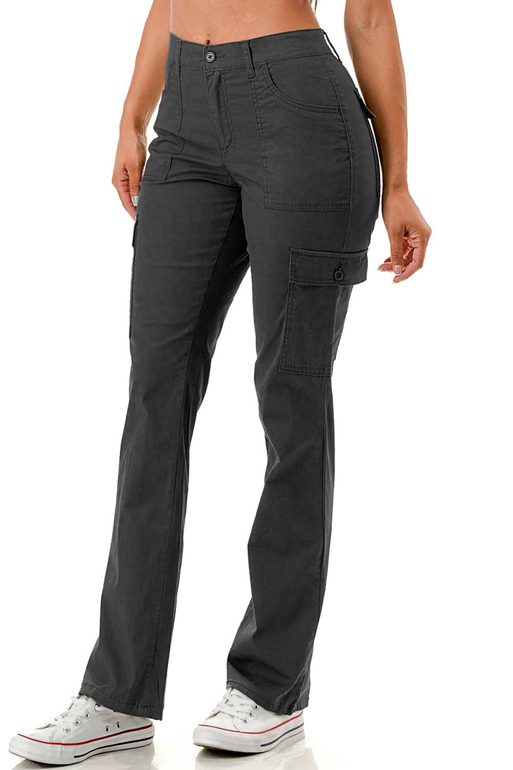 Color 5 – Engroshandel Bukser - Dame – Farvevede lige ben justerbare lastbukser i taljebånd0