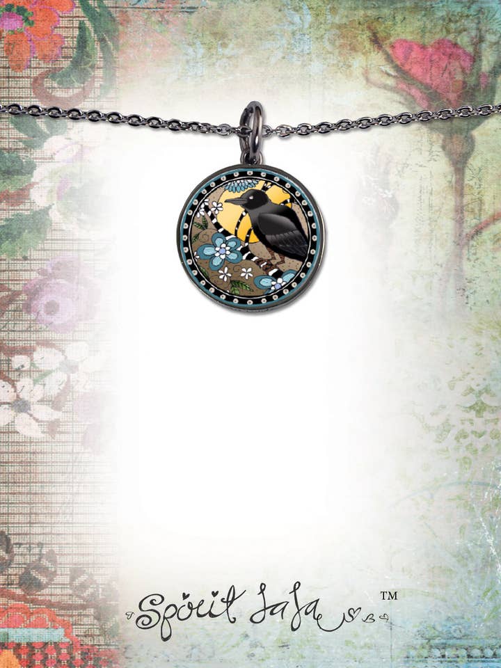 Raven cirkulært vedhæng for engroshandel hos SPIRIT LALA LLC