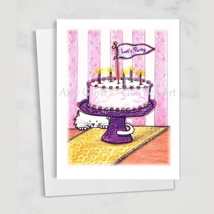 Birthday - Party Cat Greeting Card for wholesale by Lula Bell Cards and Gifts