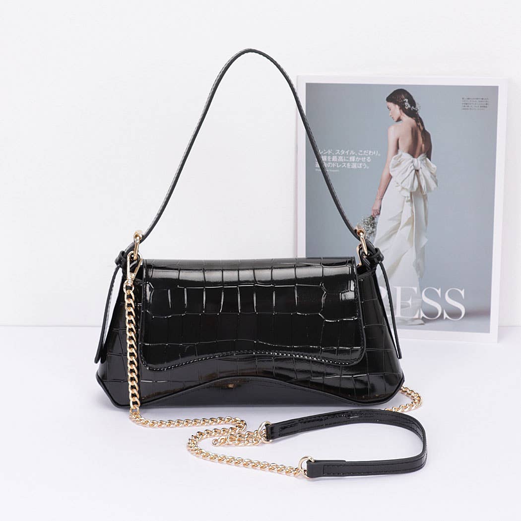 3AM BY H&D ACCESSORIES – Großhandel Schultertasche – Damen – Handtasche für Damen aus Metall mit Krokoprägung8